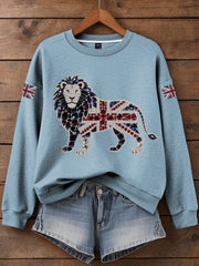 Women's British imitation diamond hot-drilling Print Sweatshirt