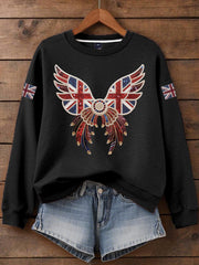 Women's British imitation diamond hot-drilling Print Sweatshirt