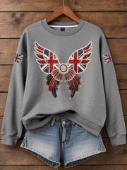 Women's British imitation diamond hot-drilling Print Sweatshirt