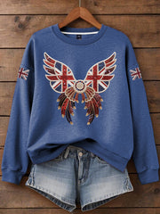 Women's British imitation diamond hot-drilling Print Sweatshirt