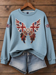 Women's British imitation diamond hot-drilling Print Sweatshirt
