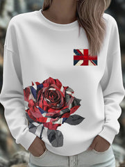 Women's UK Flag Art Rose Printed Sweatshirt