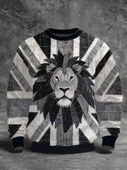 Men's british patchwork Printed Crew Neck Sweatshirt