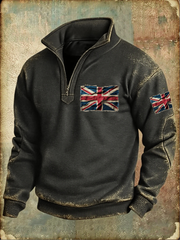 Men's Union Jack Printed Zip-Up Hoodie
