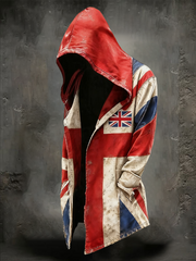 Men's British Flag Patchwork Printed Hooded Cardigan