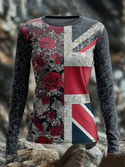 Women's English Patchwork Rose Printed Tops