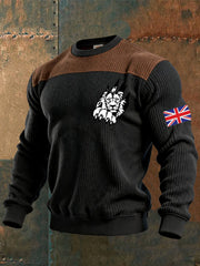 Men's British Flag Lion Printed Casual imitation sweater