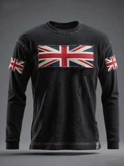 Men's British Flag Printed long sleeve round neck T-shirt