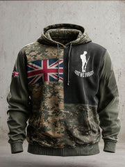 Men's Remembrance Day Lest We Forget Camouflage Oversized Drop-Shoulder Hoodie With Pockets