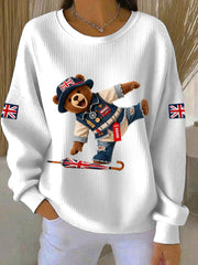 Women's British style Print Casual Sweatshirt