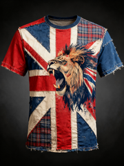 Men's British lion combined with retro old style Printed short sleeves t-shirt