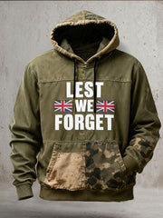 Men's Remembrance Day Lest We Forget Camouflage Oversized Drop-Shoulder Hoodie With Pockets