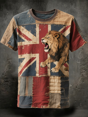 Unisex British lion combined with retro old style Printed short sleeves t-shirt