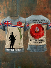Men's Remembrance Day Lest We Forget Short Sleeves T-shirt