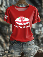 Women's England Rugby Lover Roses Printed T-Shirt