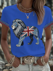 Women's British Faux Denim Printed T-shirt