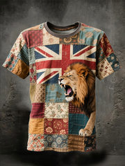 Unisex British lion combined with retro old style Printed short sleeves t-shirt