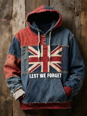 Men's Remembrance Day Lest We Forget Oversized Drop-Shoulder Hoodie With Pockets