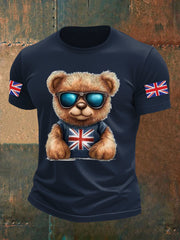 Men's Vintage England Flag Beer Printed T-shirt