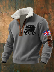 Men's Vintage England Flag Lion Printed Sweatshirt
