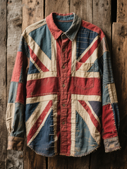 Unisex British Flag Patchwork Printed Shirt