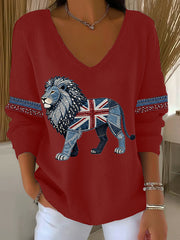 Women's British Faux Denim Printed Casual Top