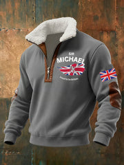 Men's Vintage England Flag Sir Michael Proud To Be British Printed Sweatshirt