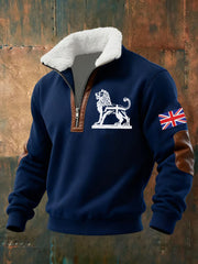 Men's Vintage England Flag Lion Printed Sweatshirt