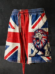 Men's British lion combined with retro old style Printed Shorts