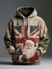 Unisex UK Flag Christmas Santa Printed Hoodie