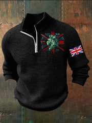 Men's Vintage England Flag Lion Printed Sweater