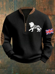 Men's Vintage England Flag Lion Printed Sweatshirt