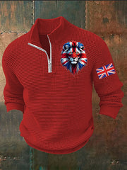 Men's Vintage England Flag Lion Printed Sweater