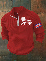 Men's Vintage England Flag Lion Printed Sweater