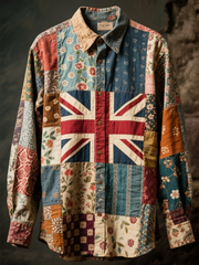 Unisex British Flag Patchwork Printed Shirt