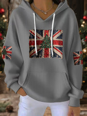 Women's UK Flag Christmas Santa Printed Sweatshirt