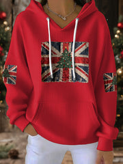 Women's UK Flag Christmas Santa Printed Sweatshirt
