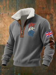 Men's Vintage England Flag Lion Printed Sweatshirt