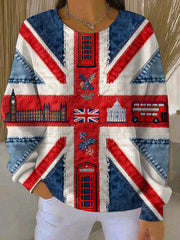 Women's British Flag Print Casual Hoodie
