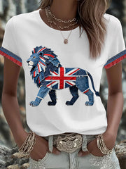 Women's British Faux Denim Printed T-shirt