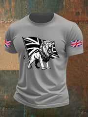 Men's Vintage England Flag Lion Printed T-shirt