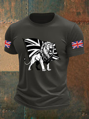 Men's Vintage England Flag Lion Printed T-shirt