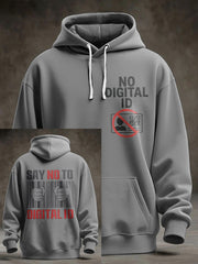 Men's No Digital ID Printed Oversized Drop-Shoulder Hoodie with Pocket
