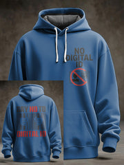 Men's No Digital ID Printed Oversized Drop-Shoulder Hoodie with Pocket