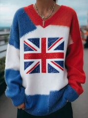 Women's british flag patchwork Printed Tops