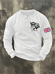 Men's Vintage England Flag Lion Printed Sweatshirt