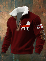 Men's English Flag Lion Print zip-up hoodie