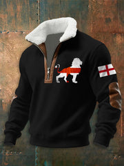 Men's English Flag Lion Print zip-up hoodie