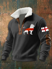 Men's English Flag Lion Print zip-up hoodie