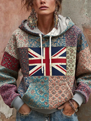 Women's Union Jack and patchwork style hoodie